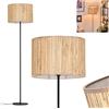 hofstein Lampada da terra HOFSTEIN Bongal, lampada in metallo/alga marina nero/naturale, dal design scandinavo con paralume rotondo (Ø 40 cm) e interruttore a pedale, altezza 158 cm, 1 x E27, senza lampadina
