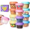 YUNXCNA 12 Pezzi Contenitori Ermetici per Alimenti Piccoli, Vasetti Plastica con Coperchio per Alimenti, 50ml Contenitori per Alimenti Plastica Piccoli, con Linee Graduate, per Forno a Microonde e al Frigo