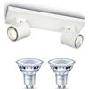 Philips Runner Lampada faretti da soffitto (Bianco) - Luce bianca calda - Faretto da soffitto 2 punti luce - GU10 - Non dimmerabile