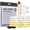 BTF-LIGHTING Striscia LED FCOB COB CCT IP65 Impermeabile 24V 5m 640LEDs/m | Flessibile Strisce Nastro Nastri LED 3000K-6000K Bianco Regolabile CRI90+ 10mm per Cucina Soggiorno Bar Feste (Solo striscia)
