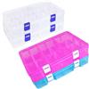 Qualsen Scatole Plastica con Coperchio, 18 Scomparti x 4, 3 Colori | Scatola porta Oggetti Porta Minuteria con Divisori Regolabili, Trasparenti per Viti, Perline, Gioielli