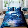 Loussiesd Galaxy Bedding Set Dolphin Comforter Cover per Bambini Adulto Ocean Marine A Tema Copripiumino Creature Mare Copriletto Starry Sky Blue Brigh Room Decor 2 Pezzi con 1 Federe Singolo