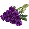 Nubry Artificial Silk Rose Fiore Fiore di seta artificiale Singolo stelo Rose Finta Lifelike per matrimonio Bouquet floreale Organizzazioni floreali Home Party Decorazione centrotavola, 10pcs (Viola)