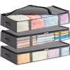 Lifewit Contenitori Sottoletto, Scatole Vestiti con Finestra Frontale Trasparente, Organizer per Armadi e Contenitori per Asciugamani, Vestiti, Coperte, Grigio, 75 L, 3 Pezzi