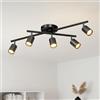 LVWIT Faretti Orientabili Nero, Faretti Soffitto con 5 Attacco GU10, Faretto da Interno Moderna, Lampadario Faretti per Barra, Salotto, Cameretta, Cucina,Corridoio Illuminazione (Senza Lampadina)