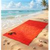 BELLA VITA Telo Mare 100% Cotone Jacquard 90×170 cm - Asciugamano Mare Morbido, Assorbente e Leggero - Ideale per Spiaggia, Piscina e Relax (Rosso)