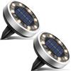 btfarm 2 Pezzi Luci Solari da Giardino, 8 LED Faretti Sepolta Solari a Led da Esterno, Impermeabile Lampade Faretto Solare da Terra per Prato Vialetto Paesaggio, Bianco Caldo