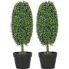 HOMCOM Set di 2 alberi di bosso artificiali, 60 cm, pianta artificiale a forma di ulivo, pianta artificiale in vaso, resistente ai raggi UV, decorazione per soggiorno, camera da letto, esterno
