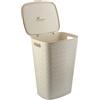 CURVER Softex - Cesto portabiancheria da 56 l, design elegante, leggero, impilabile e pratico, 70% riciclato, 59 x 43 x 34 cm, colore: bianco sporco