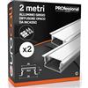 Eurocali Profilo Alluminio per Strisce LED fino a 18.5mm - Incasso con alette - 2000 x 26 x h10 mm - Pacco da 2