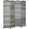 HOMCOM Paravento interno in legno, 4 pannelli, 180 x 180 cm, divisorio pieghevole, per soggiorno, camera da letto, casa, grigio misto
