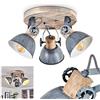 hofstein Plafoniera Orny,lampada da soffitto a 3 luci in legno e metallo in colore grigio-blu,faretto da soffitto in stile industriale,rondel con 3xE27,le teste delle lampade sono regolabili, senza lampadina/e