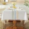 Pahajim Tovaglia Rettangolare Cotone Lino Copritavolo Moderno Elegante Impermeabile Antirughe con frangia per Decorazioni Tavola da Pranzo Cucina(Quadrato,140x140cm)