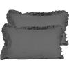 SalGiu Federe Cuscino Letto Con Volant (2 pezzi) 100% Cotone Con Bottoni Tinta Unita Eleganti 50x80 (Grigio Scuro)