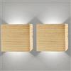 CHEVVY 2pezzi Applique da Parete LED 7W,Vintage Legno Applique Bianca Fredda 6000K