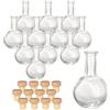 gouveo Set di 12 bottiglie di vetro da 50 ml di liquore con tappo in sughero (HGK) - Mini bottiglie da 0,05 l in vetro - Bottiglia di design vuota con tappo in sughero per liquore (LF050HGK)