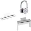 Yamaha Pianoforte digitale P-225, bianco - Pianoforte digitale leggero e portatile in dotazione con cuffie HPH-150 e supporto per pianoforte digitale in legno L-200