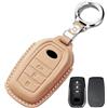 Jinhon Custodia per chiave auto, in pelle, compatibile con Toyota Yaris Aygo RAV4 Avensis Auris C-HR Land Cruiser Corolla Cross 2025 2024 portachiavi custodia protettiva 3 tasti marrone