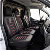 GIOVANNI BUTTI Coprisedili universali 2+1 per Renault Trafic 3 (2015-2024), OPEL Vivaro B (2014-2018) - Coprisedili anteriori in lino, Nero-Rosso, Set di coprisedili per doppia panca anteriore