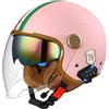 VVPEC Bluetooth Moto 3/4 Casco Auricolare E Microfono Integrati Con Doppia Visiera Certificazione ECE Casco Jet Jet Per Adulti Uomini Donne - Mezze Caschi Moto Stile Vintage(Color:4,Size:M(57~58CM))