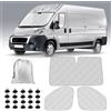 ConBlom Parasole per parabrezza auto, compatibile con Fiat Ducato, Peugeot Boxer, Citroën Jumper 2006-2026, set di 3 protezioni per parabrezza con borsa portaoggetti, 100% oscurante