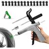 GRAND PITSTOP Kit di Riparazione per forature di Pneumatici tubeless con Tappo a Fungo per forature e forature su Auto, Moto, ATV, Camion e trattori (Kit per forature con Pistola 15 Tappi, Argento