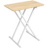 HOOBRO Tavolino, Altezza Regolabile, Pieghevoli Tavolo, Tavolini per Spuntini, 60 × 40 × 60 cm, Accanto al Divano, Stile Industriale, Struttura Stabile, Montaggio Facile, Bianco e Naturale EWN16BZ01