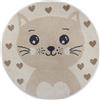 Hanse Home Adventures - Tappeto rotondo per bambini, motivo a cuori, motivo animale, per cameretta dei bambini, cameretta dei giochi, camera dei ragazzi, soggiorno, crema, beige, 100 cm