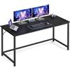 VASAGLE Scrivania per Computer, Postazione Lavoro, 60 x 135 x 76 cm, Scrivania da Ufficio, Studio Camera da Letto Soggiorno, Nero Ebano e Nero Inchiostro LWD043B56
