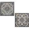 DRW Set di 2 scampoli di Legno Traforati in Verde Invecchiato e Dorato 40 x 40 x 1,5 cm, 40x40x1,5cm