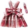 Izefia Vestito per Cane Cucciolo Fiocco Lusso Principessa Gonna a Quadri Abbigliamento Pettorina e Guinzaglio Gonna Tutu Vestito per Cane Piccolo Femmina