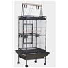 Pet's Solution - Gabbia Voliera per Pappagalli in Metallo Nero Martellato con Trespolo, Mangiatoie e Scaletta Esterna, Vassoi Estraibili e Ruote - 80 x 75 x 170 cm
