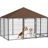 PawHut Recinto per Cani da Esterno Grande Box, Tetto Anti-UV 211x141x151 cm