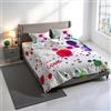 Italian Bed Linen Parure Copripiumino Stampa Digitale KIOSA, 100% cotone Made in Italy, Set Copripiumino Letto Matrimoniale Sacco Piumino 250x200cm+2 federe 50x80cm - KIO615