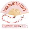 Fisura - Originale ventaglio con messaggio.Ventaglio in legno moderno e divertente. Misure: 42,5 x 23 cm. Legno e tessuto. (Hot flashes, rosa)