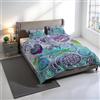 Italian Bed Linen Parure Copripiumino Stampa Digitale KIOSA, 100% cotone Made in Italy, Set Copripiumino Letto Matrimoniale Sacco Piumino 250x200cm+2 federe 50x80cm - KIO661
