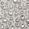 TANOSII Strass da cucire, 100 pezzi, forme miste, in vetro, da cucire, gemme di cristallo, con retro piatto argentato, per gioielli, artigianato, vestiti, scarpe, costumi, indumenti, colore bianco,