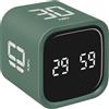 TFA Dostmann Pomodoro Timer Mini Cube, 38.2061, timer da cucina, ideale per cucinare o studiare, per gli esami, timer sportivo, regolabile individualmente, conto alla rovescia personalizzabile, verde