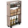 Relaxdays Carrello nicchia 80x15x45 cm, scaffale Slim per Bagno e Cucina, 4 Ripiani, Ruote, Maniglie, Nero-Grigio