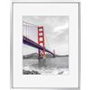 Frametory, Cornice portafoto da 28 x 35 cm in alluminio con passepartout color avorio, per foto da 20 x 25 cm e vero vetro, cornice in metallo per collezione (argento, confezione da 1)