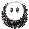BOCAR Collana Statement Collo Spessa con Perle Artificiali e Vetro, Stile Bohemien Vintage per Donna (NK-10260-Purple)