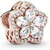 PANDORA Timeless Ciondolo con fiocco di neve brillante placcato in oro rosa 14 k con zirconia cubica trasparente, Ciondolo Placcato In Oro Rosa 14K