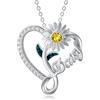 URONE Collana in argento Sterling con ciondolo a forma di narciso/margherita/rosa/girasole/cardo scozzese, regalo di Natale per donne, mamma, moglie, Argento sterling, Cristallo