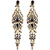 COOLSTEELANDBEYOND Art Deco Nero Strass Cristallo Cluster Chandelier Lampadario Lunga Statement Dichiarazione Orecchini, Festa Ballo