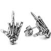 COOLSTEELANDBEYOND Mano Scheletro Osseo Orecchini da Uomo Donna, Orecchini a Lobo, Acciaio, Riavvitare, Gotico Punk Rock Biker, 2 Pezzi