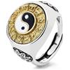 CUSIOALQQ Anello vintage placcato argento 990 Tai Chi Yin Yang Spinner per uomo, Taoismo Zen Spirito Talismano Anello Sigillo Anello a fascia regalo, Stile Cinese Zodiaco Trendy Promessa Anello di