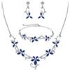Clearine Sposa Set di Gioielli per Donne Collana Orecchini Bracciale per Matrimonio Prom Party Zaffiro Colore Argento-Fondo
