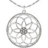 CLEVER SCHMUCK Set di gioielli intelligenti con ciondolo a forma di mandala, diametro 40 mm, con molti zirconi al centro e bordo ritorto e catena a maglia barbazzale da 50 cm, in argento Sterling 925