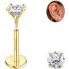 Sllaiss Orecchini Moissanite Uomo Donna in Titanio G23 18K Oro Punto Luce Diamante Brillante VVS1 Certificata D Color Oro 18K Orecchino Singolo a Lobo Anallergici Senza Nichel Piercing 0.2 CT