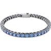 Swarovski Bracciale Tennis Matrix, Taglio Round, Blu, Placcato rutenio (XL)